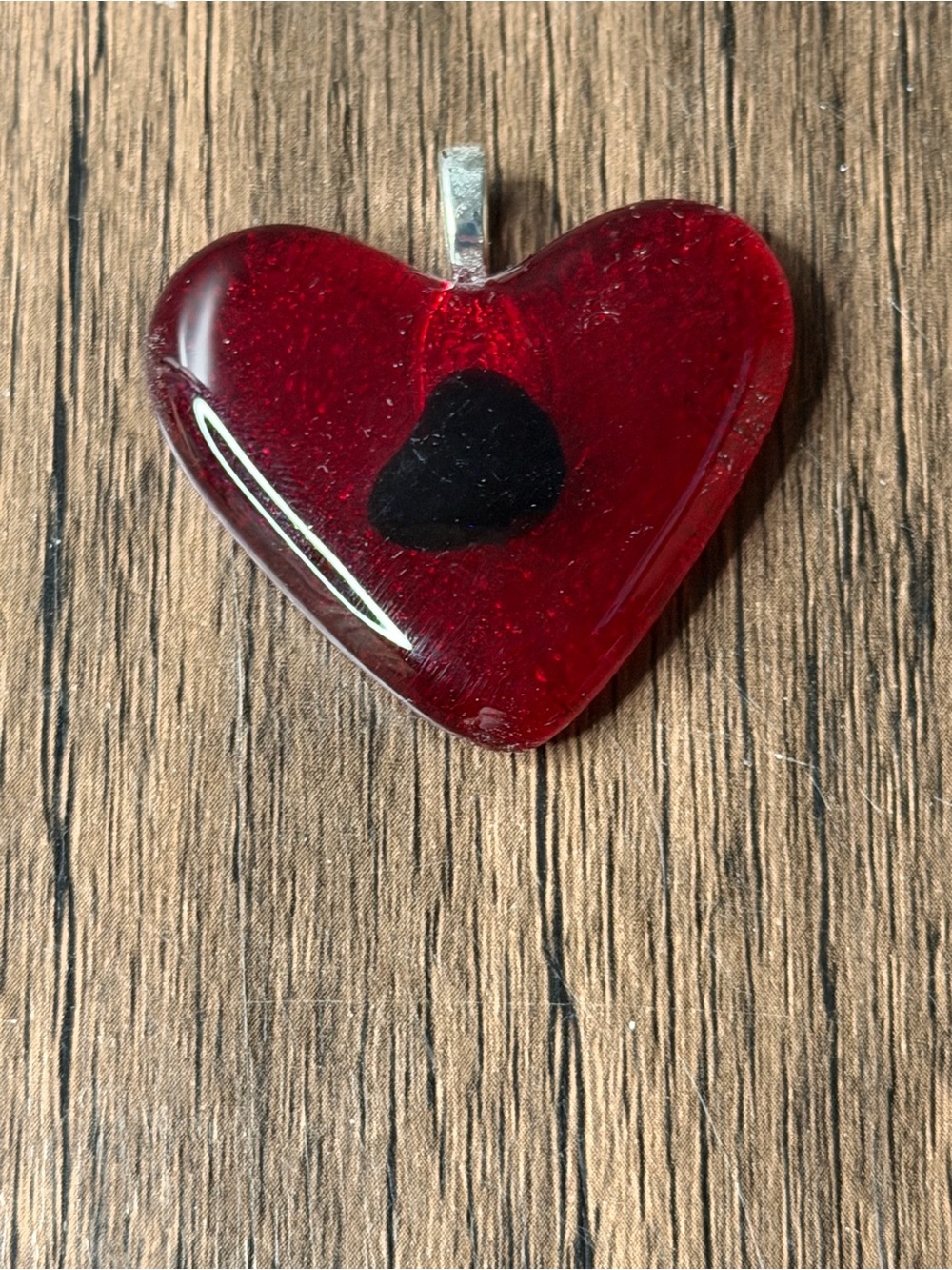 Handcrafted Crimson Red Heart Pendant statement piece